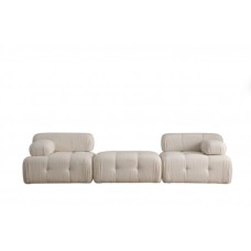 Atelier del Sofa Sofa Doblo 3 Seater ( L1 Pouffe 1R) Cream Bouclette