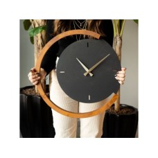 WALLXPERT Zidni sat Moon Time Wooden Metal Wall Clock APS117