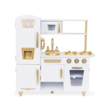 ECO TOYS Velika drvena kuhinja za decu white and gold