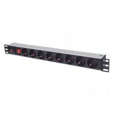 INTELLINET 19 Power Strip 8-Sockets German type produzni kabl sa zastitom crni