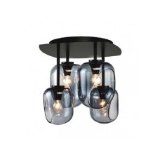 LUNA 107 LUSTER 4*E14 BLACK/SMOKED GLASS